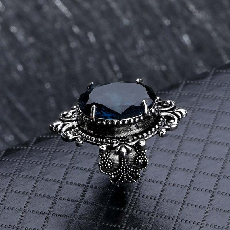 Synthetic Sea Blue Topaz Vintage Thai Rings