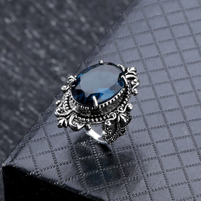 Synthetic Sea Blue Topaz Vintage Thai Rings