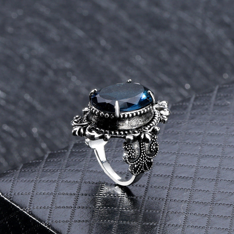 Synthetic Sea Blue Topaz Vintage Thai Rings