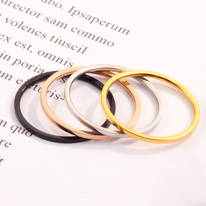 Glossy Titanium Steel Female Simple Food Rings