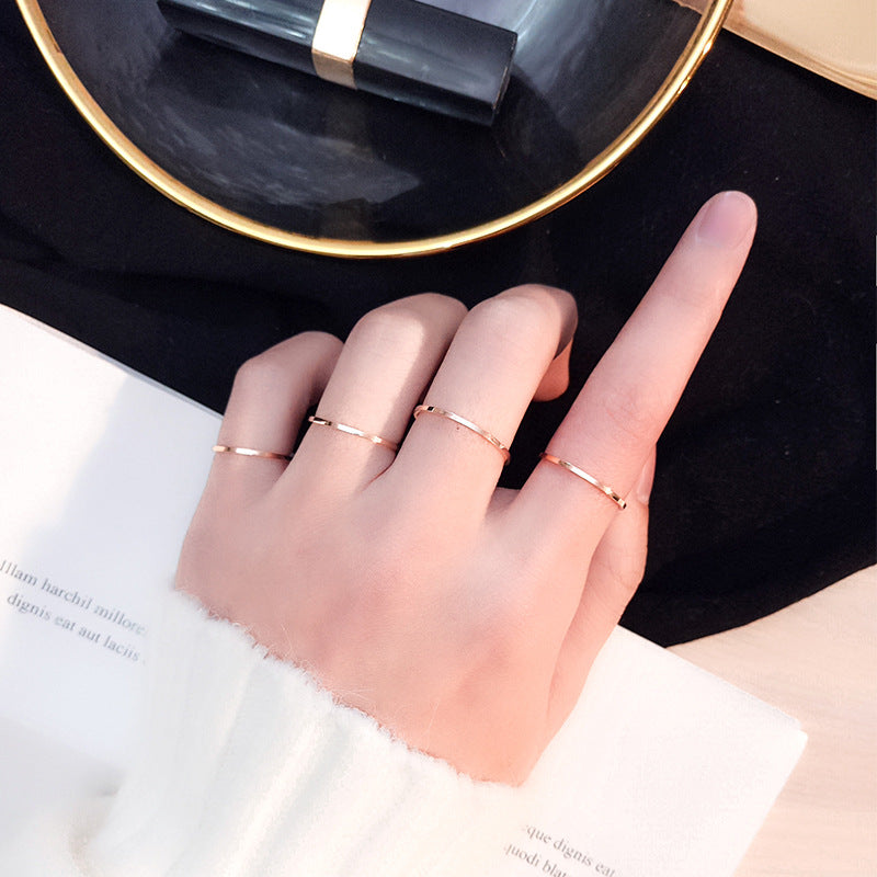 Glossy Titanium Steel Female Simple Food Rings