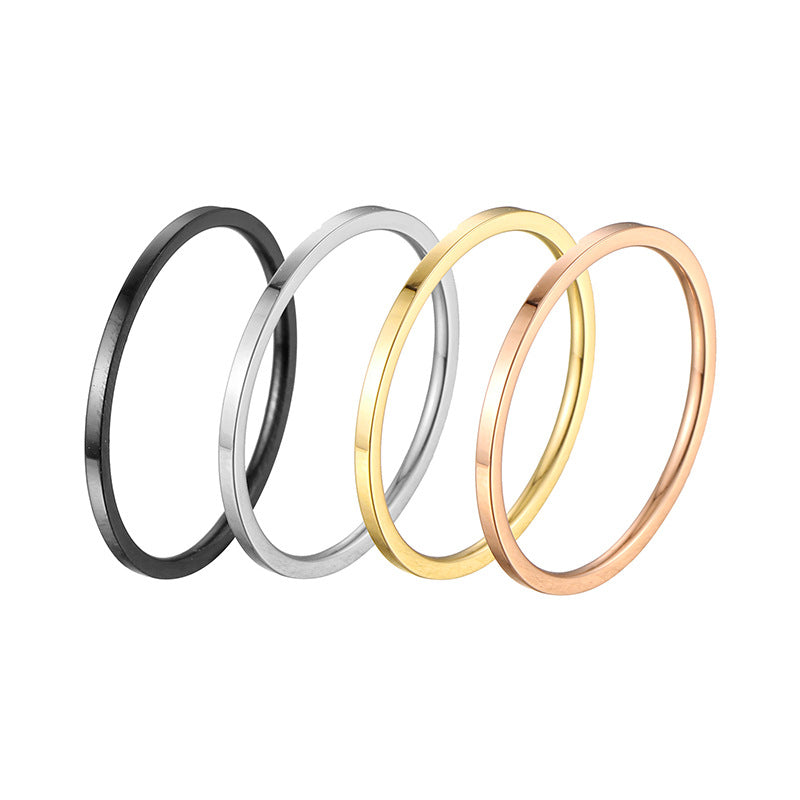 Glossy Titanium Steel Female Simple Food Rings