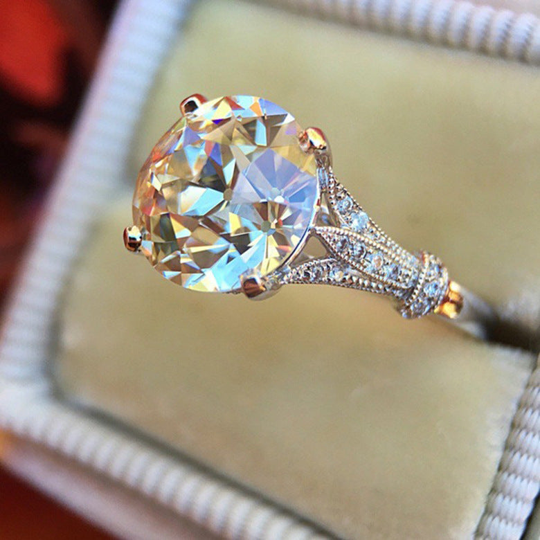 Women's Inlaid Carat Artificial White Moissanite Engagement Rings