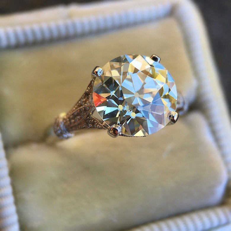 Women's Inlaid Carat Artificial White Moissanite Engagement Rings
