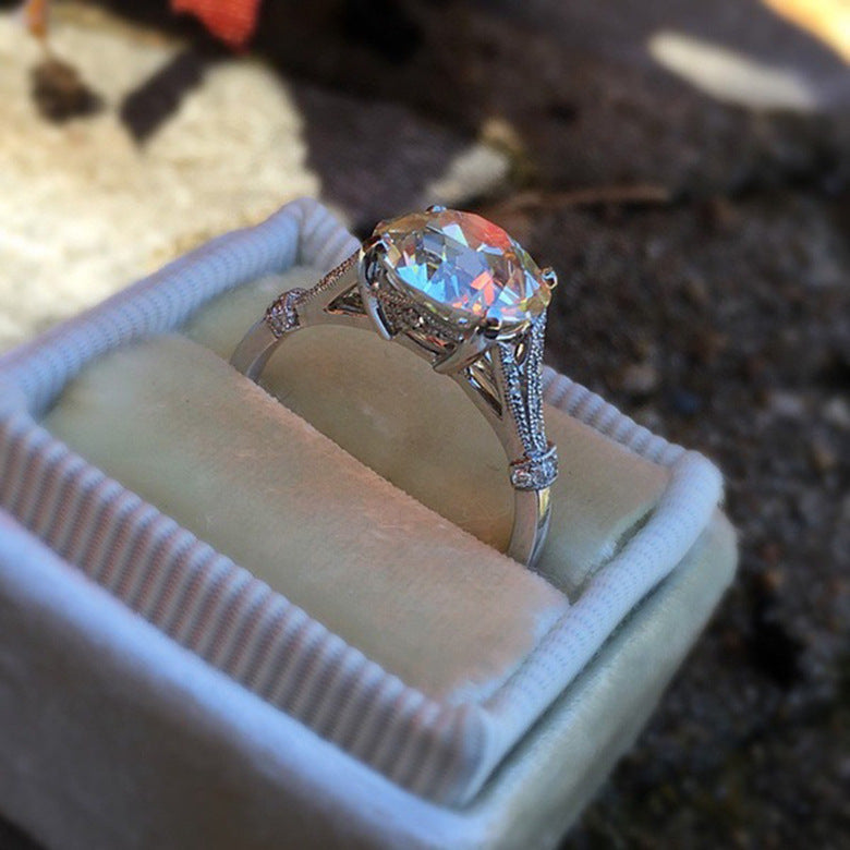 Women's Inlaid Carat Artificial White Moissanite Engagement Rings