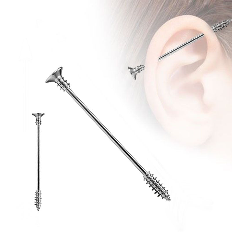 Personality Industrial Barbell Cross Bar Piercing Earrings
