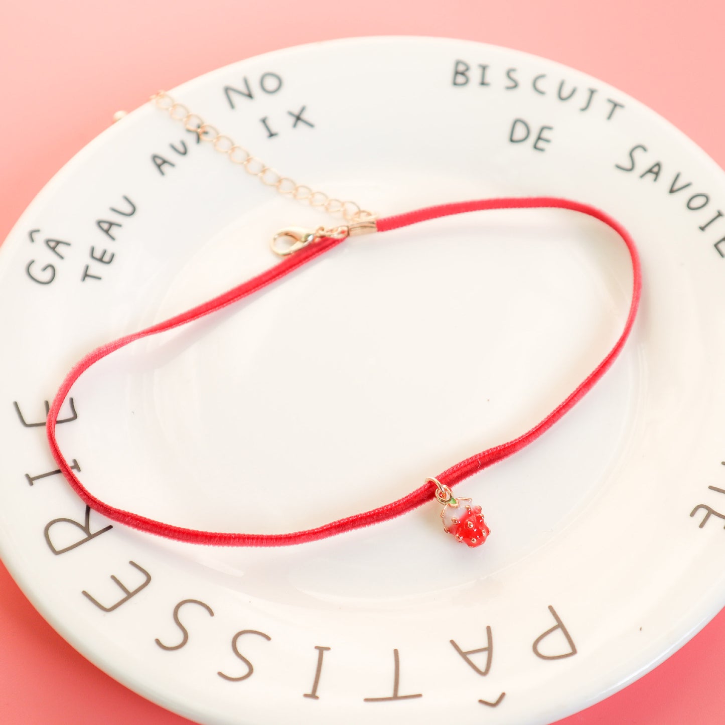 Women's Girly Style Cute Red Strawberry Choker Necklaces