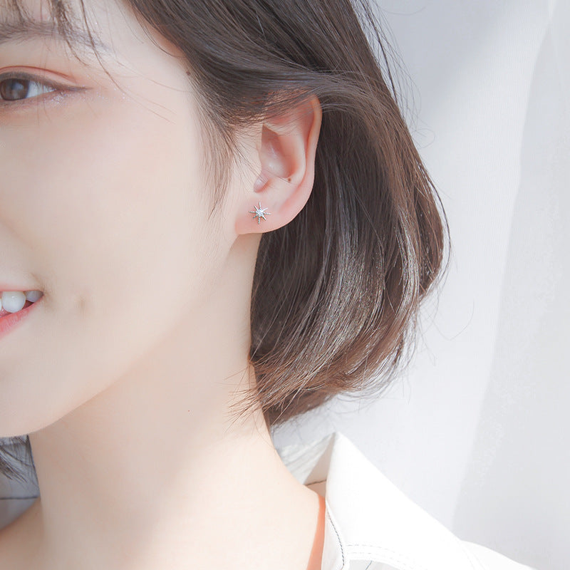 Women's Sterling Sier Korean Style Super Shiny Earrings