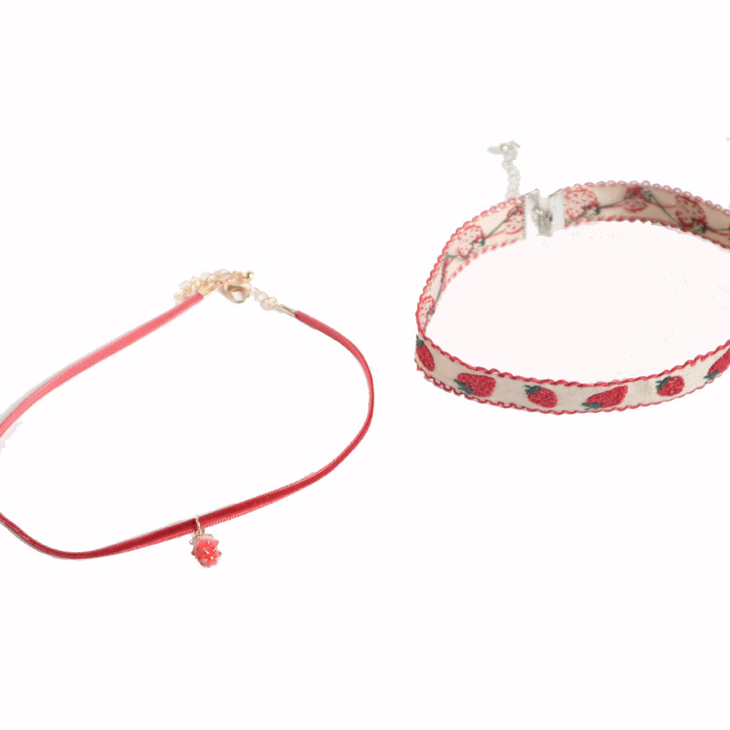 Women's Girly Style Cute Red Strawberry Choker Necklaces