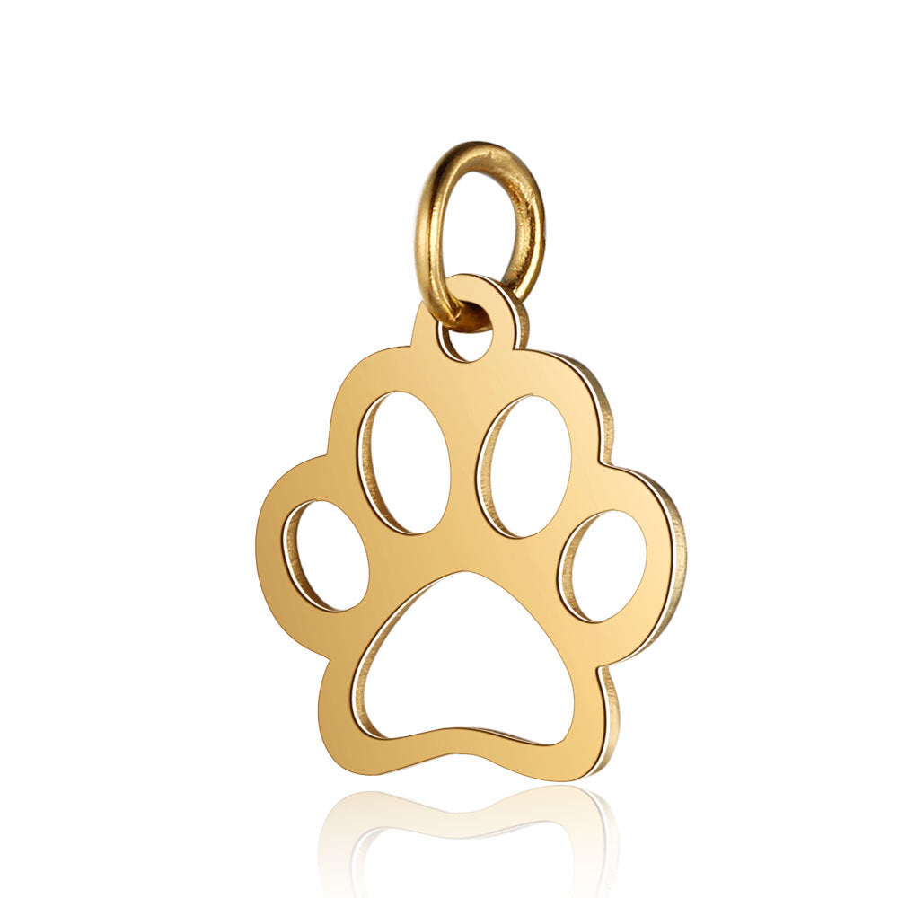 Stainless Steel Dog's Paw Peach Heart Pendants
