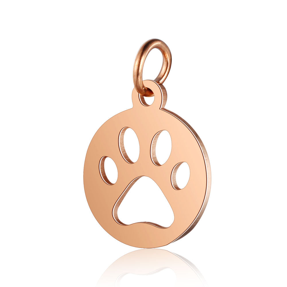 Stainless Steel Dog's Paw Peach Heart Pendants
