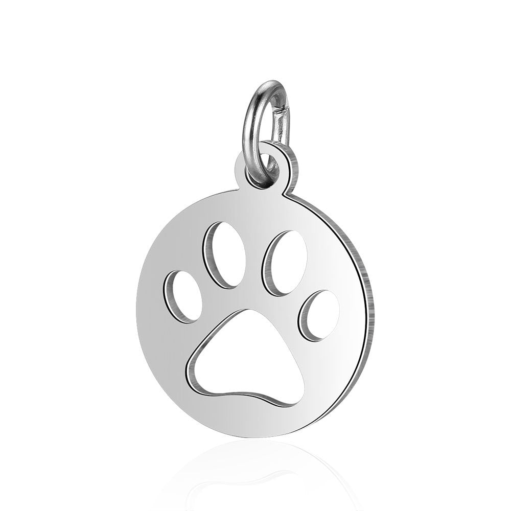 Stainless Steel Dog's Paw Peach Heart Pendants
