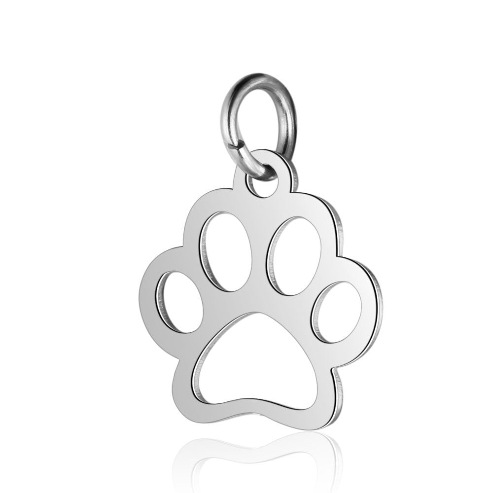 Stainless Steel Dog's Paw Peach Heart Pendants