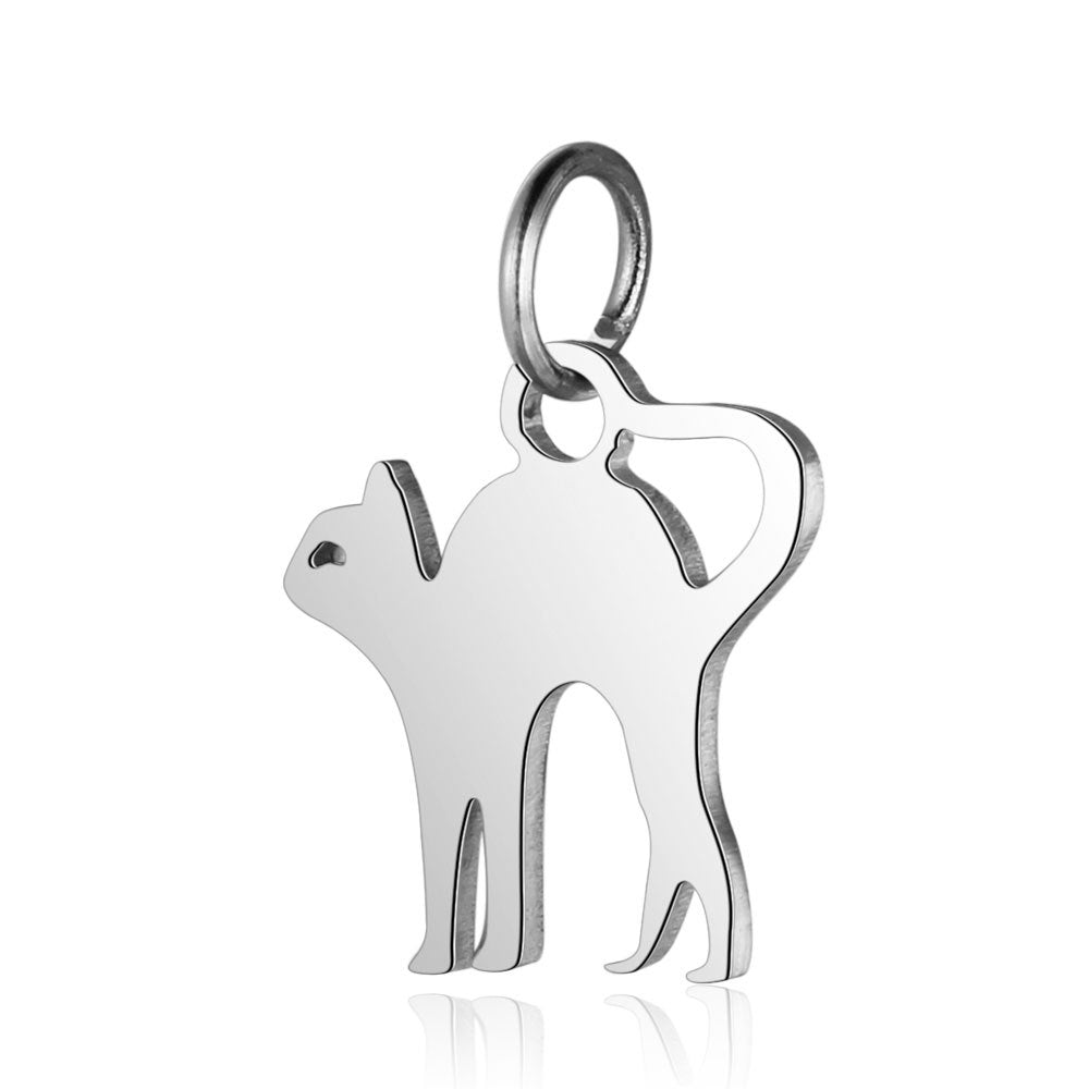 Stainless Steel Dog's Paw Peach Heart Pendants