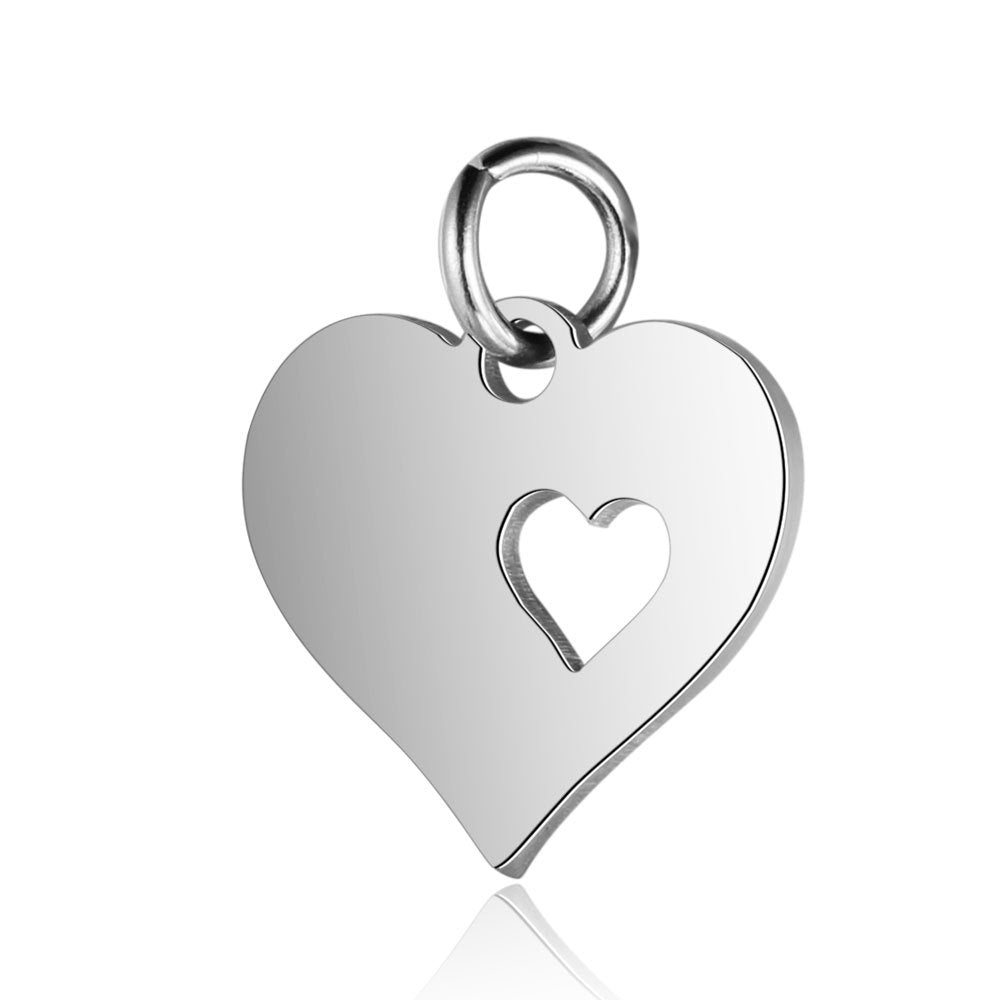 Stainless Steel Dog's Paw Peach Heart Pendants