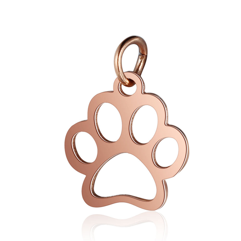 Stainless Steel Dog's Paw Peach Heart Pendants