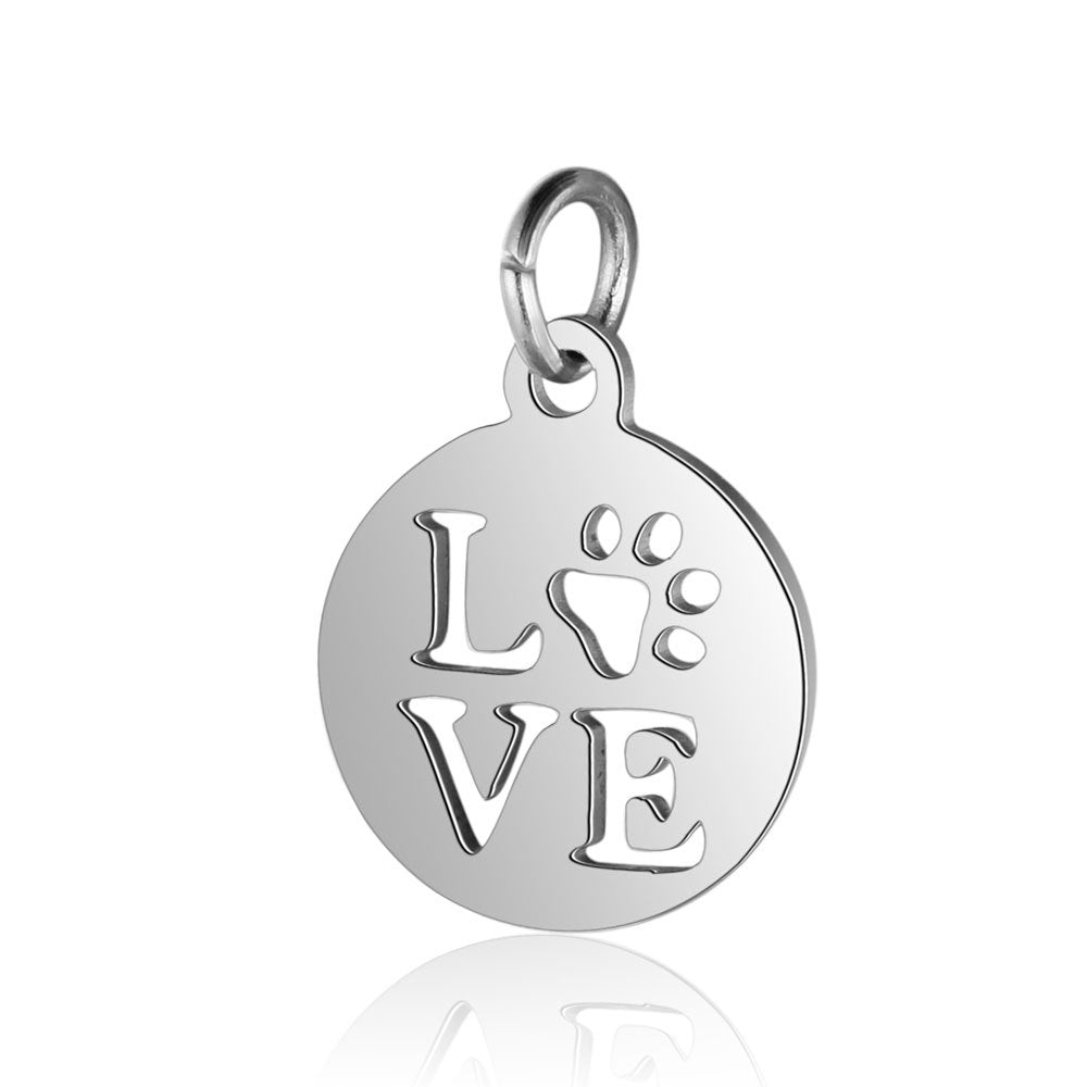 Stainless Steel Dog's Paw Peach Heart Pendants