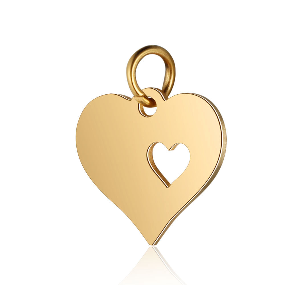 Stainless Steel Dog's Paw Peach Heart Pendants
