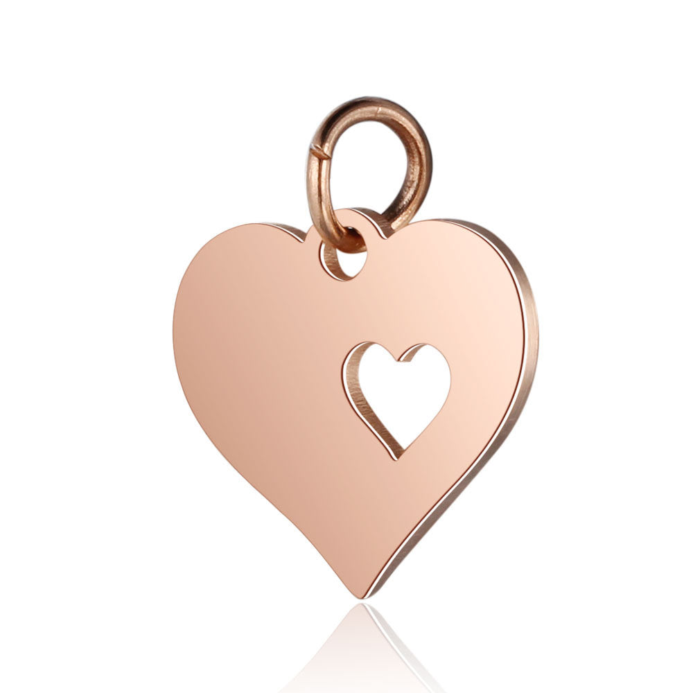 Stainless Steel Dog's Paw Peach Heart Pendants