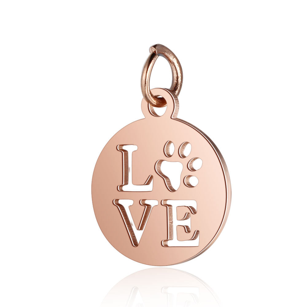 Stainless Steel Dog's Paw Peach Heart Pendants