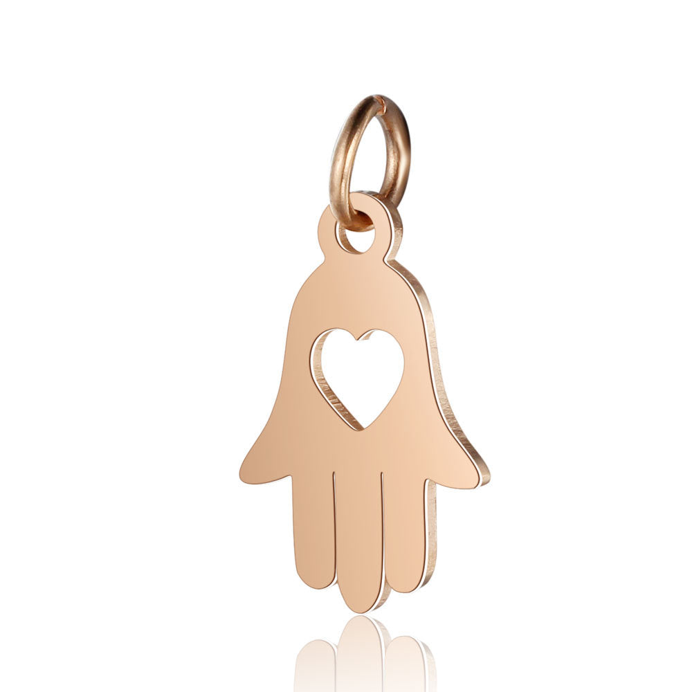 Stainless Steel Dog's Paw Peach Heart Pendants