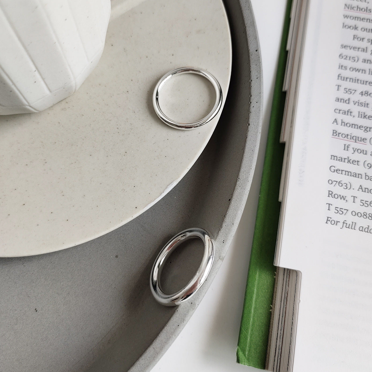 Thread Korean Style Sterling Sier Simple Glossy Rings