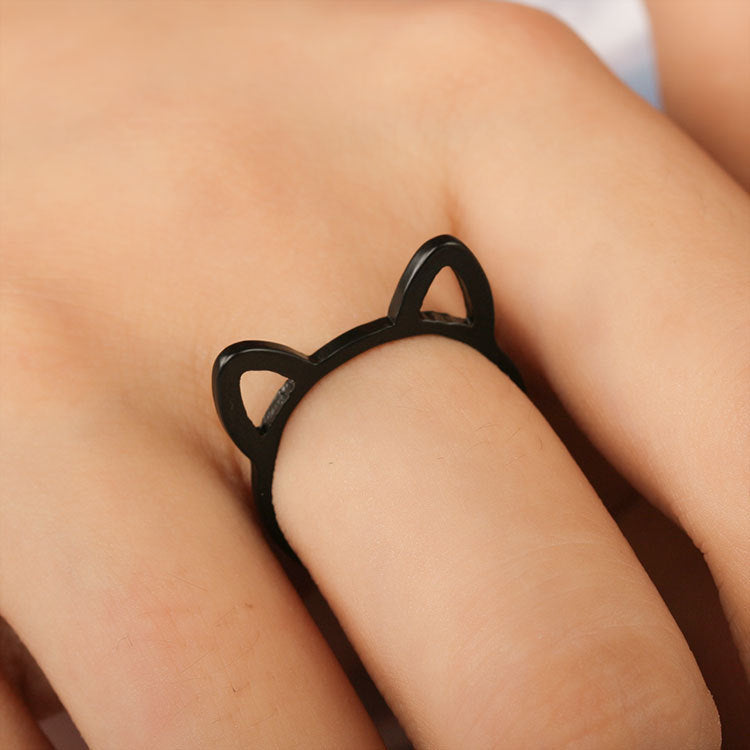 Minimalist Creative Design Hollow Out Kitty Rings