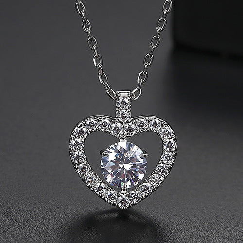 Gift Zircon Heart Shape Peach Clavicle Necklaces