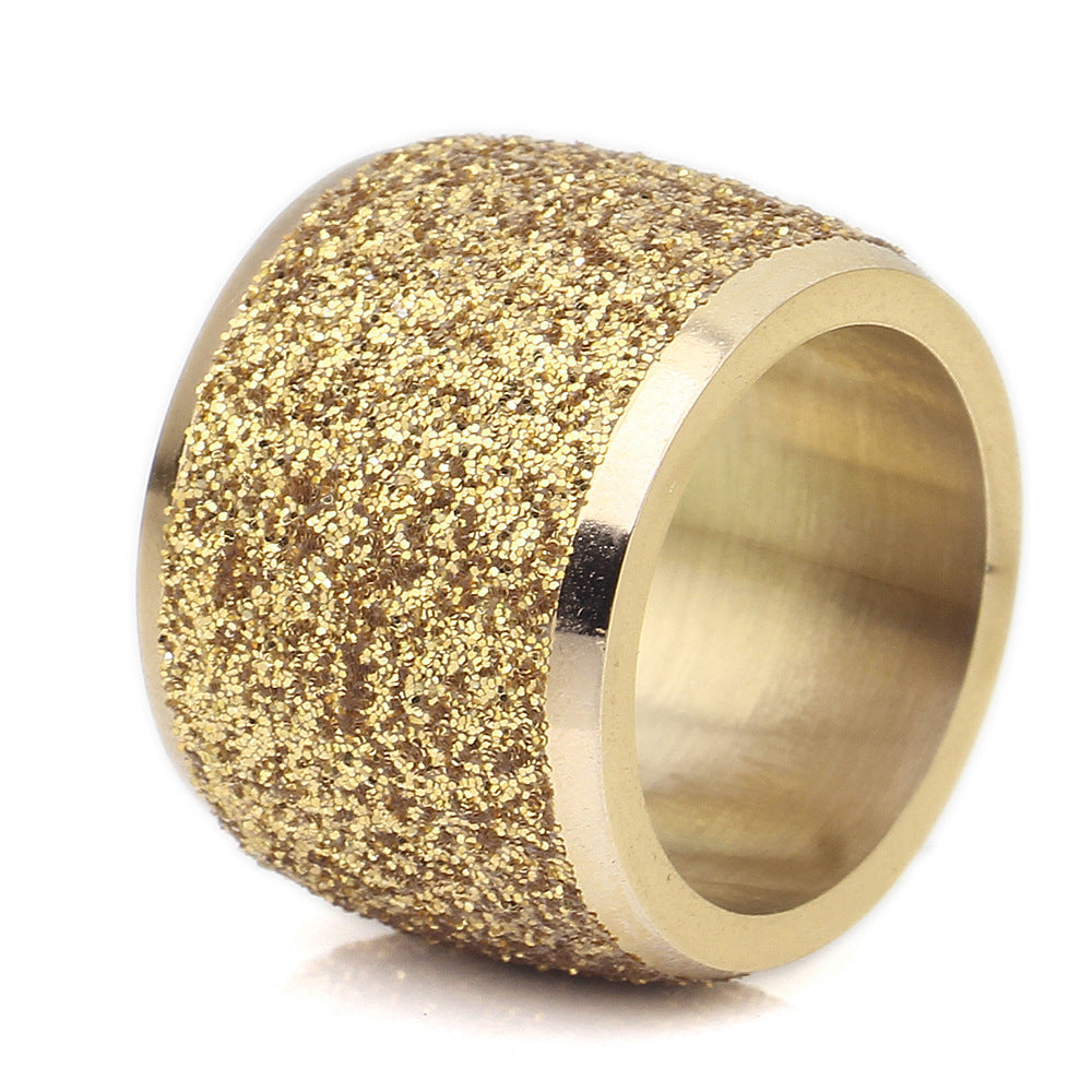 Gold Frosted Stainless Steel Titanium Ladies Rings