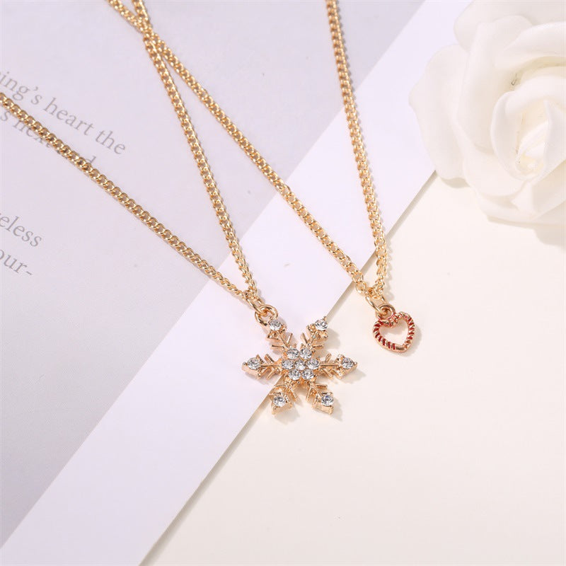 Christmas Fashion Snowflake Crutches Tree Dripping Oil Festive Necklaces