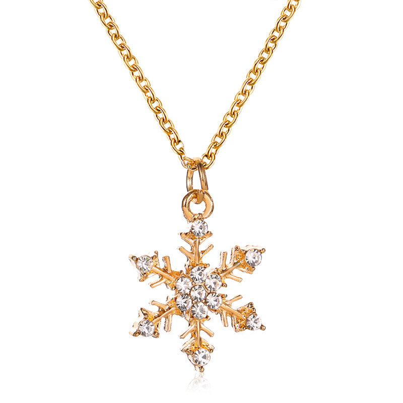Christmas Fashion Snowflake Crutches Tree Dripping Oil Festive Necklaces