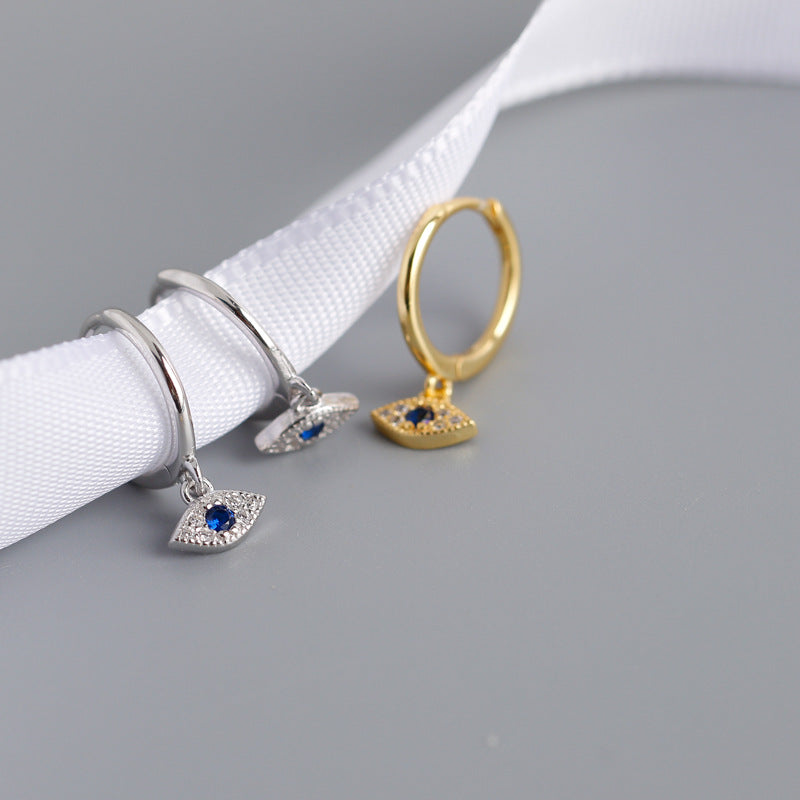 Women's Eye Vintage Blue Eyes Sterling Ear Earrings