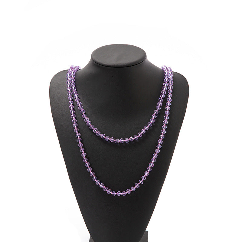 Simple Beaded Knotted Crystal Glass Super Necklaces