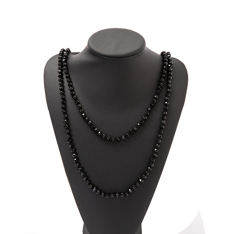 Simple Beaded Knotted Crystal Glass Super Necklaces