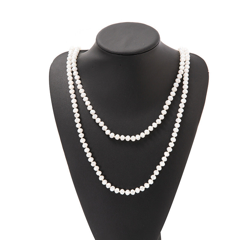Simple Beaded Knotted Crystal Glass Super Necklaces