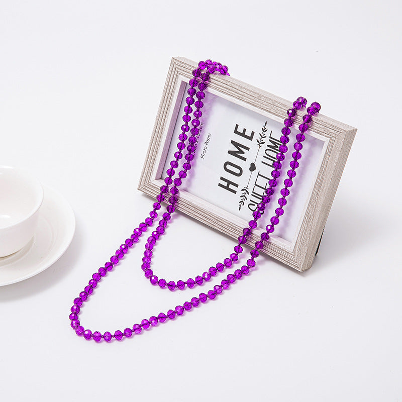 Simple Beaded Knotted Crystal Glass Super Necklaces