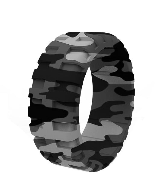 Men's Tire Pattern Silica Gel Breathable Type Silicone Rings