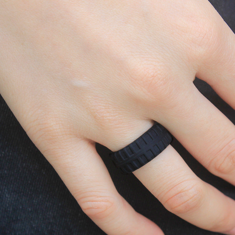 Men's Tire Pattern Silica Gel Breathable Type Silicone Rings