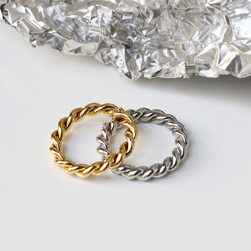 Simple Retro Heavy Twist Bends Hitches Titanium Steel Rings