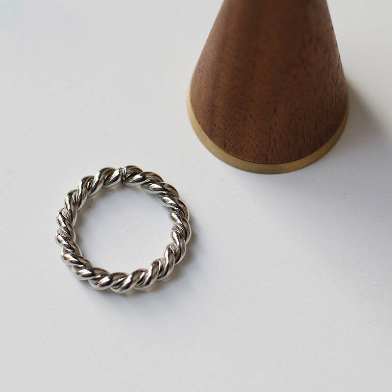 Simple Retro Heavy Twist Bends Hitches Titanium Steel Rings
