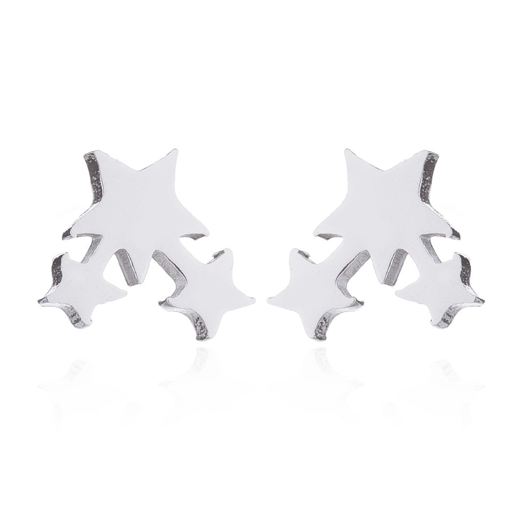 Stainless Steel Love Star Five-pointed Triangle Simple Geometric Earrings