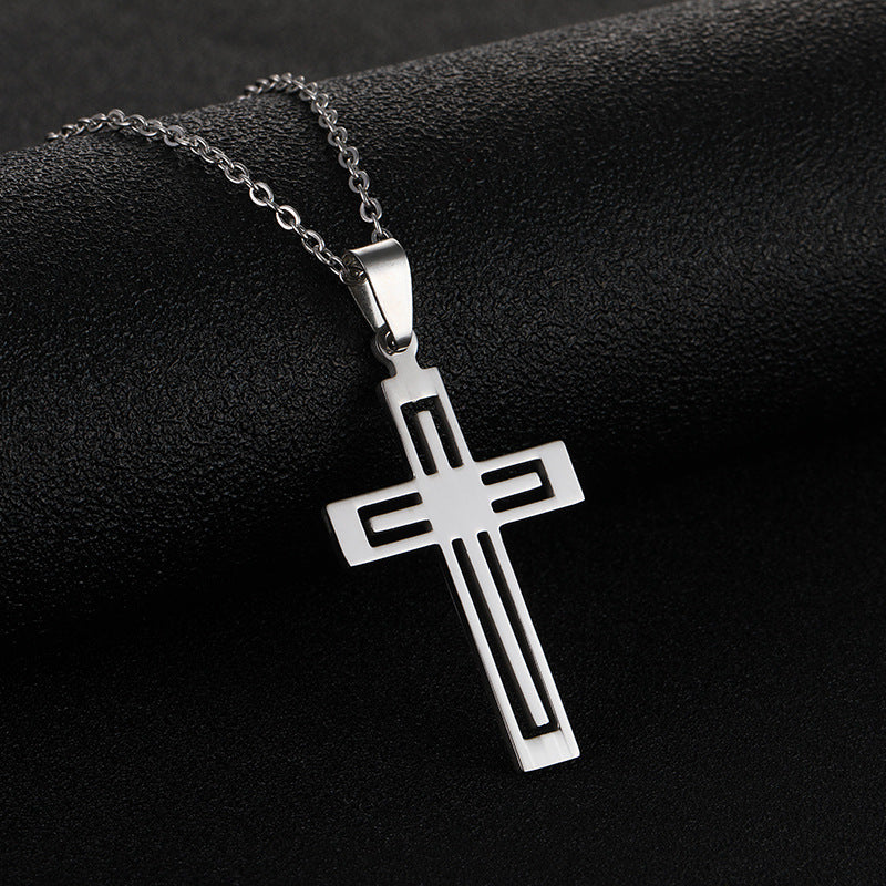 Women's & Men's Stainless Steel Cross Titanium Sweater Chain Necklaces