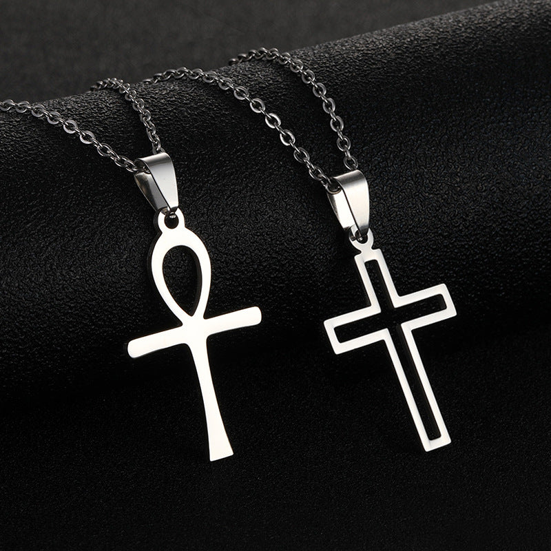 Women's & Men's Stainless Steel Cross Titanium Sweater Chain Necklaces