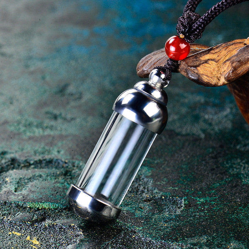 Steel Hollow Open Cinnabar Crystal Niche Pendants