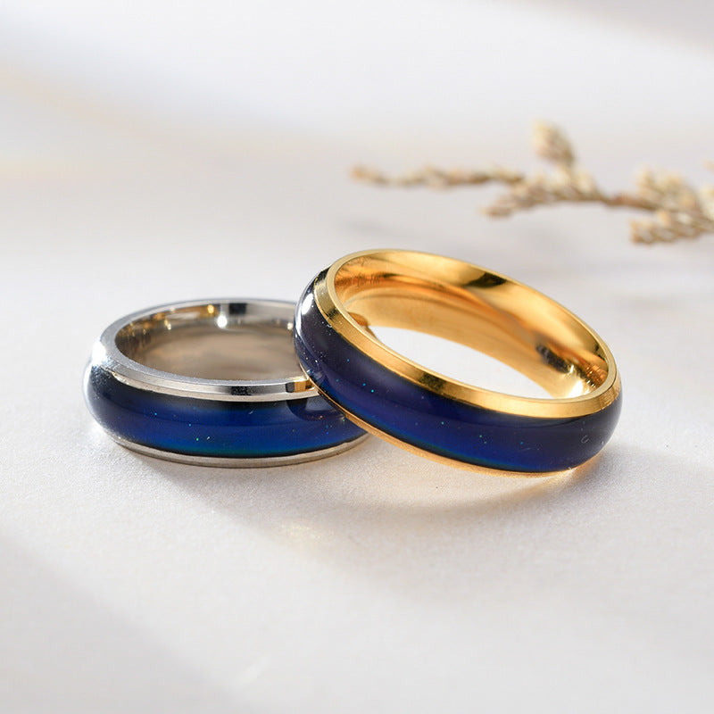 Mood Temperature Change Wide Couple Control Color Female Gift Rings