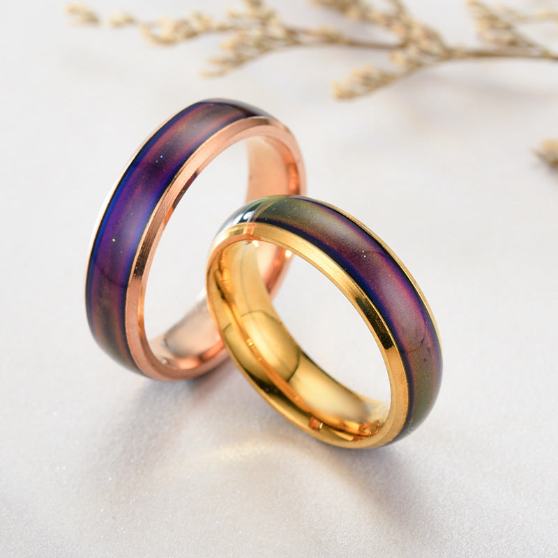 Mood Temperature Change Wide Couple Control Color Female Gift Rings