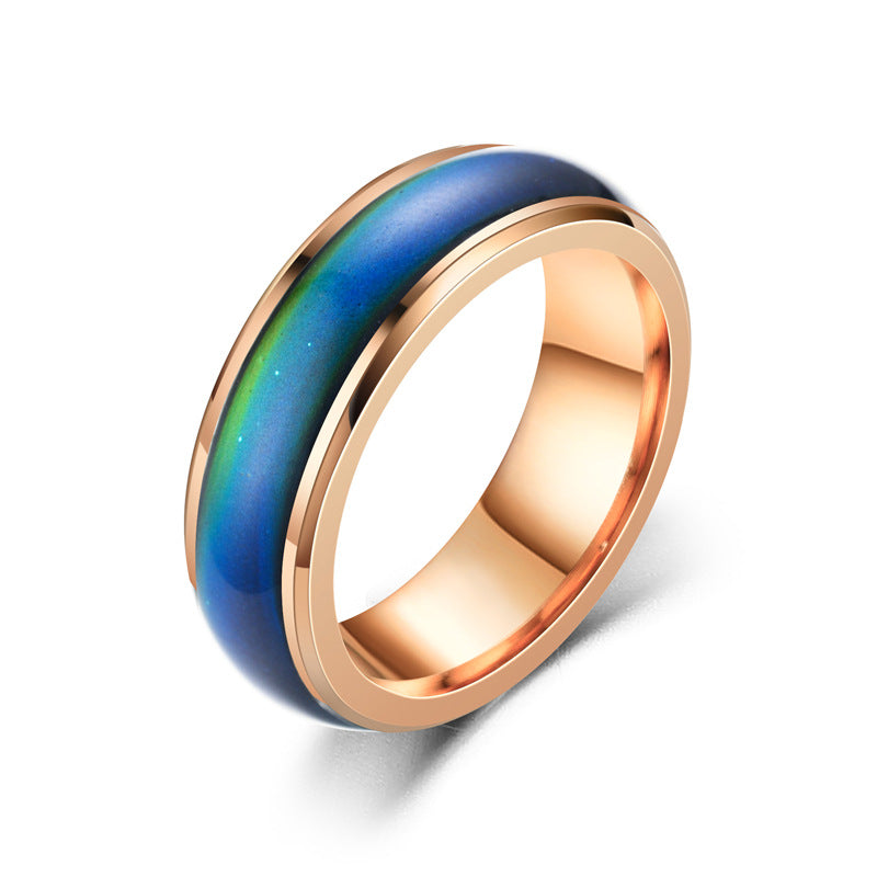 Mood Temperature Change Wide Couple Control Color Female Gift Rings