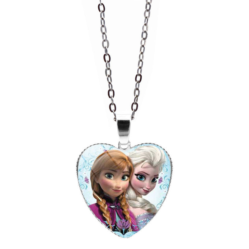 Women's & Children's Cartoon Princess Elsa Heart-shaped For Mermaid Necklaces