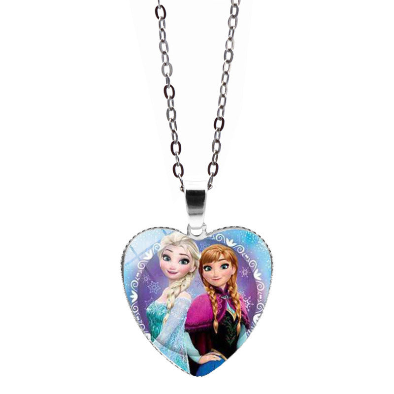 Women's & Children's Cartoon Princess Elsa Heart-shaped For Mermaid Necklaces