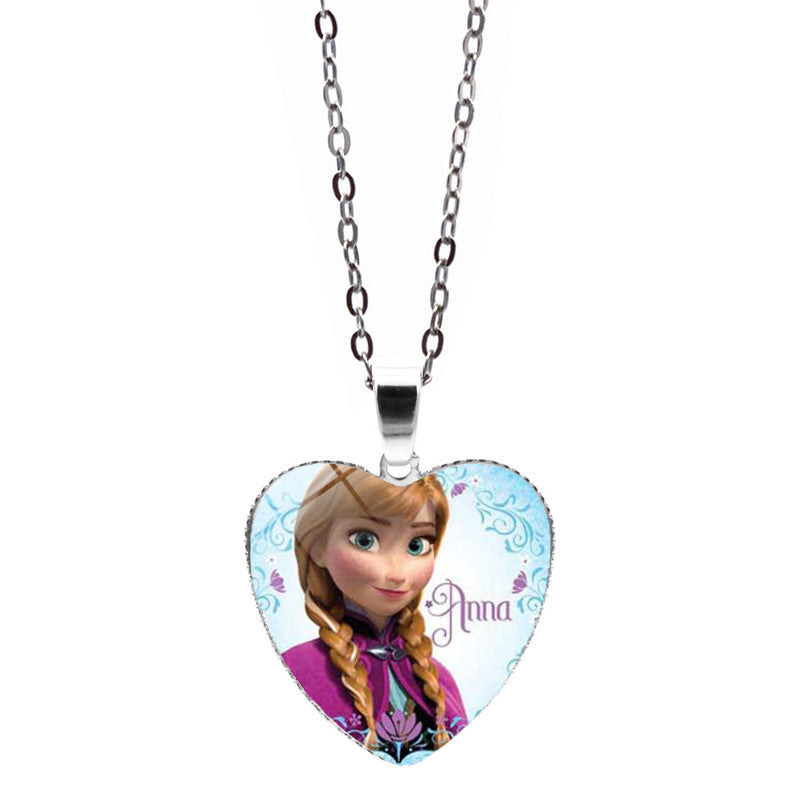 Women's & Children's Cartoon Princess Elsa Heart-shaped For Mermaid Necklaces